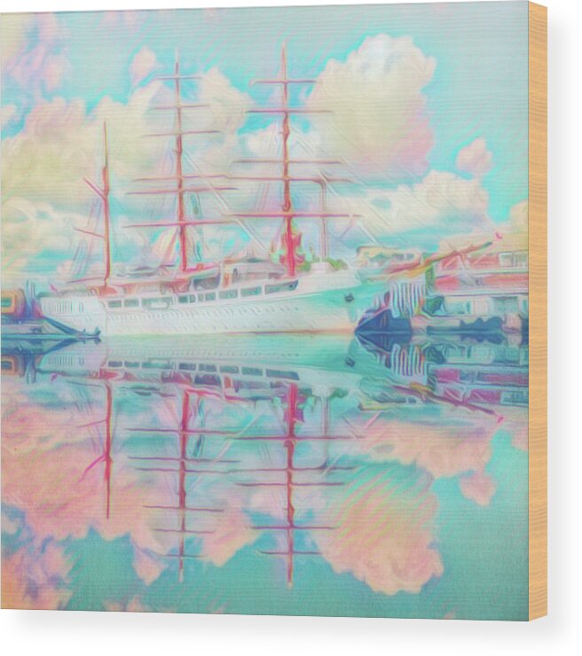 Boats Wood Print featuring the photograph Beautiful Nautical Morning Reflections by Debra and Dave Vanderlaan
