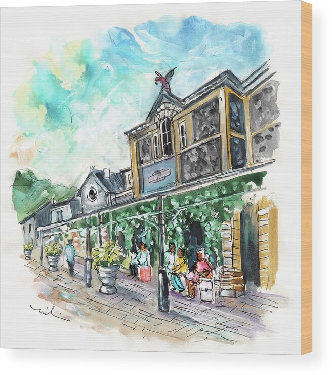 Travel Wood Print featuring the painting Betws-y-coed Train Station In Snowdonia by Miki De Goodaboom