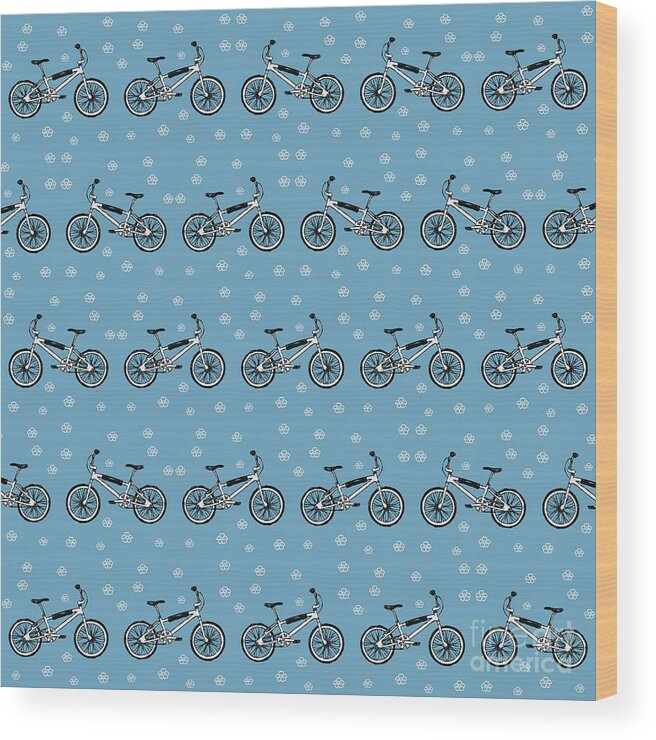 Bicycles Wood Print featuring the digital art Bicycles pattern by Gaspar Avila