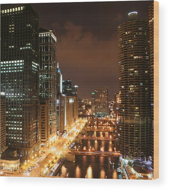 Cityscape Wood Print featuring the photograph Big City Lights by Julie Lueders 