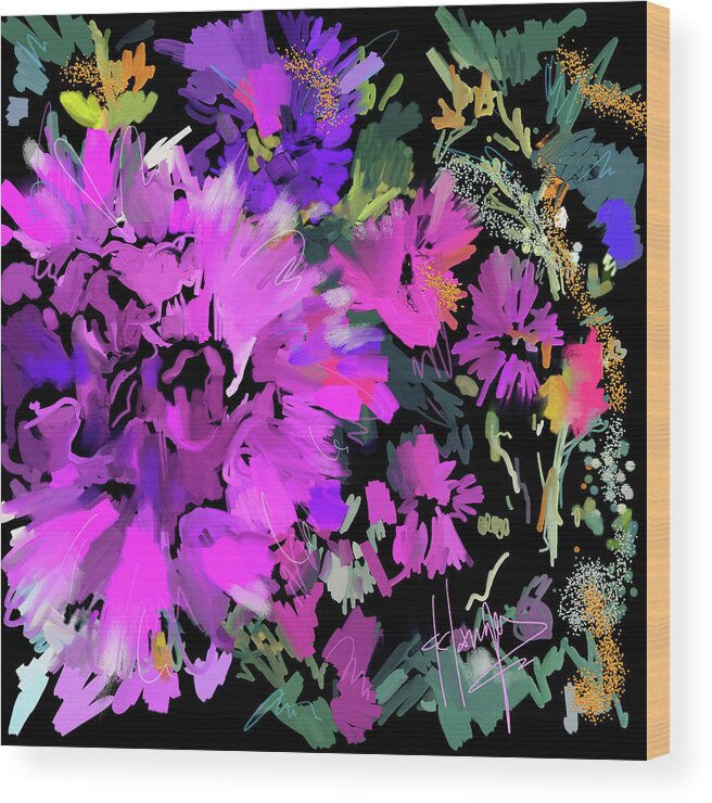 Dc Langer Wood Print featuring the painting Flower Mash by DC Langer