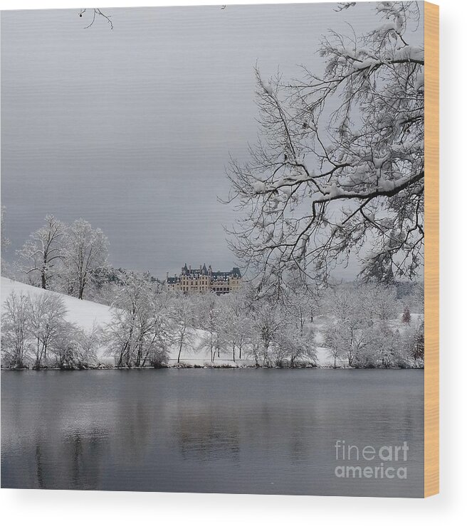 Biltmore Estate House Wood Print featuring the photograph Biltmore Estate in Winter by Anita Adams