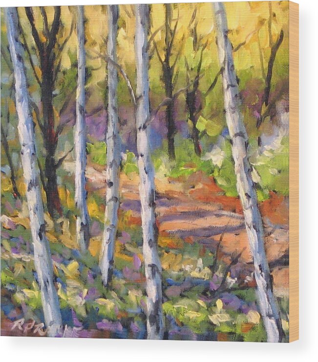 Art Wood Print featuring the painting Birches 02 by Richard T Pranke