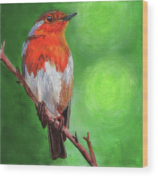 Timithy Wood Print featuring the painting Bird on a branch by Timithy L Gordon