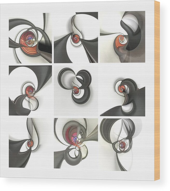Collage Wood Print featuring the photograph Black and White with a tinge of Red. by Usha Peddamatham