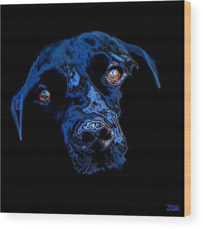 Canine Wood Print featuring the painting Black Dog by Jann Paxton