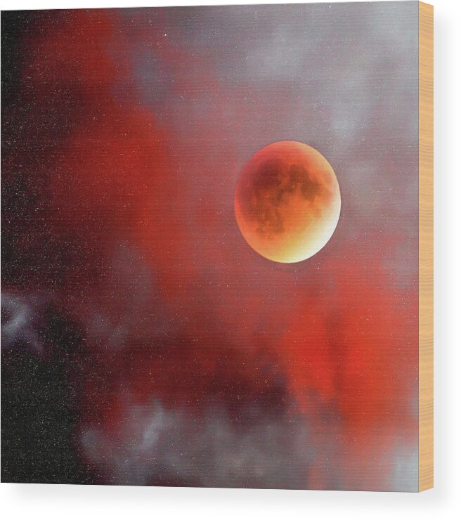 Moon Wood Print featuring the photograph Blood Moon by Natalie Rotman Cote