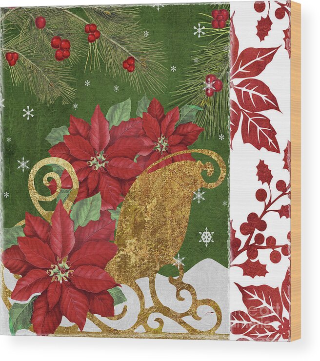 Christmas Wood Print featuring the painting Blooming Christmas I by Mindy Sommers