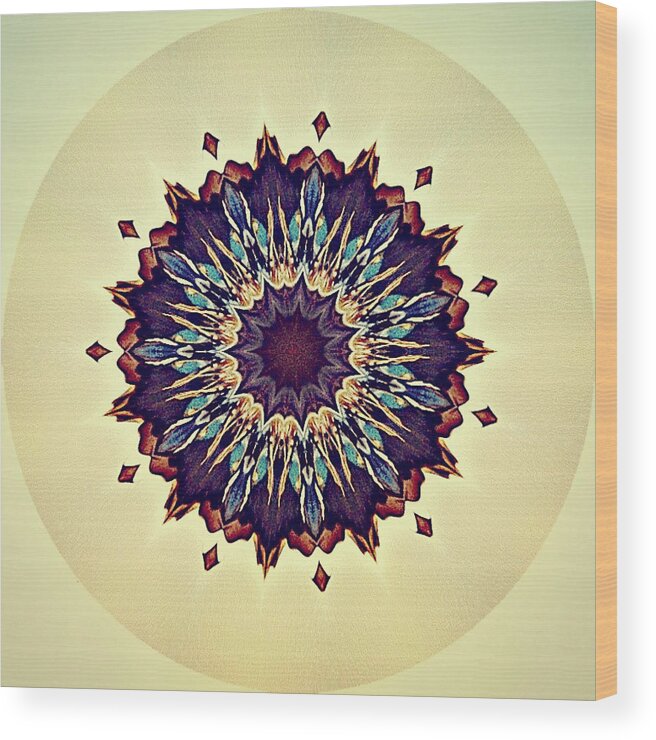Mandala Wood Print featuring the digital art Blue Iris by 'REA' Gallery