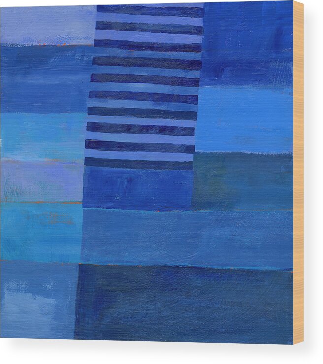 Abstract Art Wood Print featuring the painting Blue Stripes 7 by Jane Davies