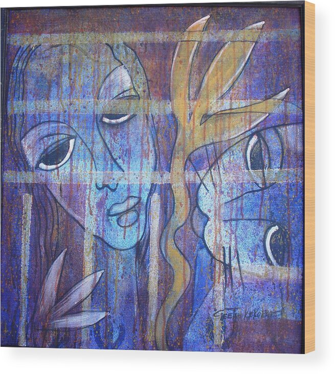 Figurative Wood Print featuring the painting Blue Woman by Gk