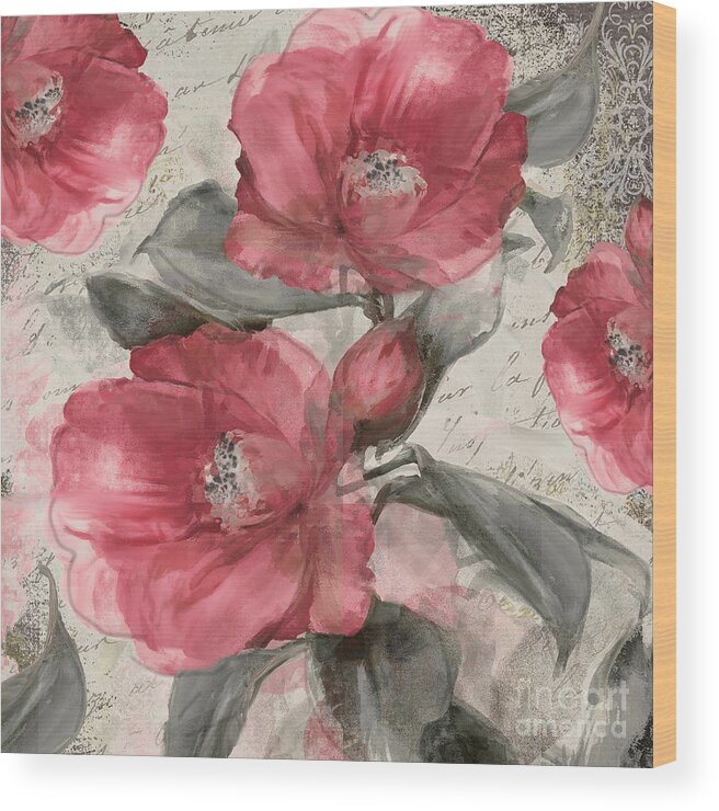 Pink Peony Wood Print featuring the painting Blush by Mindy Sommers