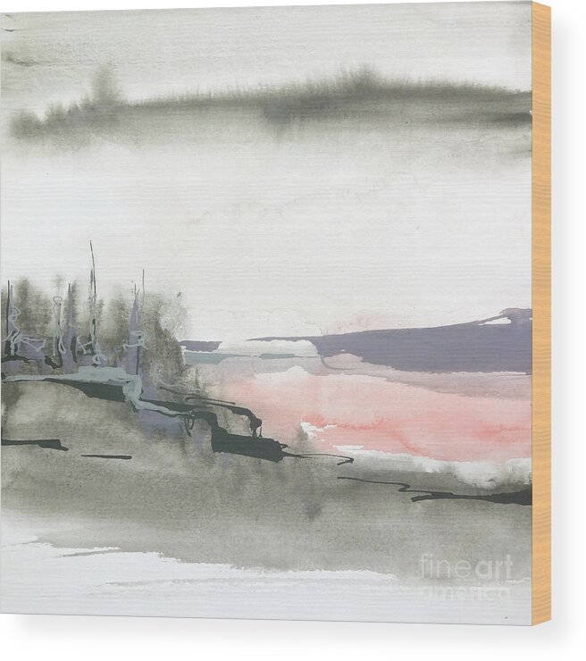Original Watercolors Wood Print featuring the painting Blush Valley I by Chris Paschke