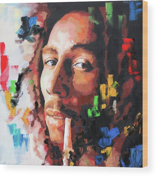 Bob Marley Wood Print featuring the painting Bob Marly III by Richard Day