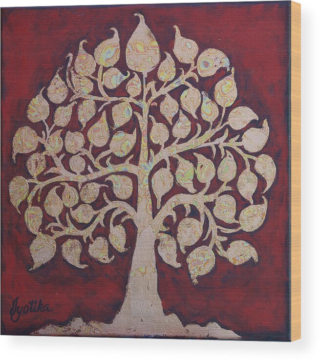 Bodhi Tree Wood Print featuring the painting Bodhi Tree by Jyotika Shroff