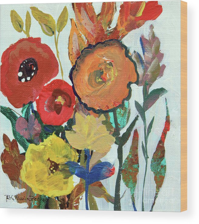 Bold Wood Print featuring the painting Bold Brilliant Blooms by Robin Pedrero