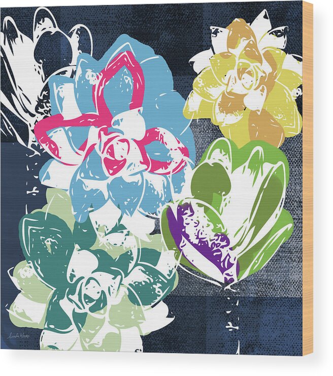 Succulents Wood Print featuring the mixed media Bold Succulents 2- Art by Linda Woods by Linda Woods