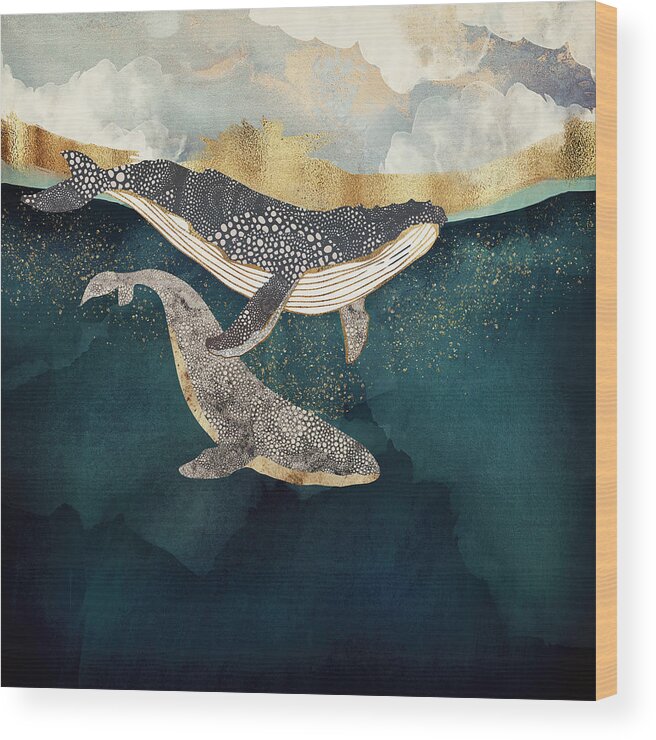 Whale Wood Print featuring the digital art Bond II by Spacefrog Designs