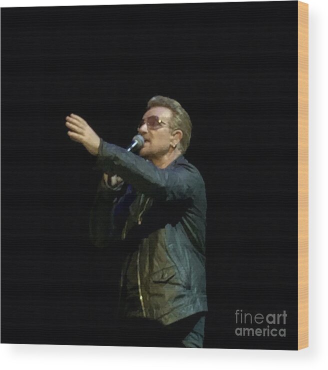 Bono Wood Print featuring the photograph Bono - U2 by Doc Braham