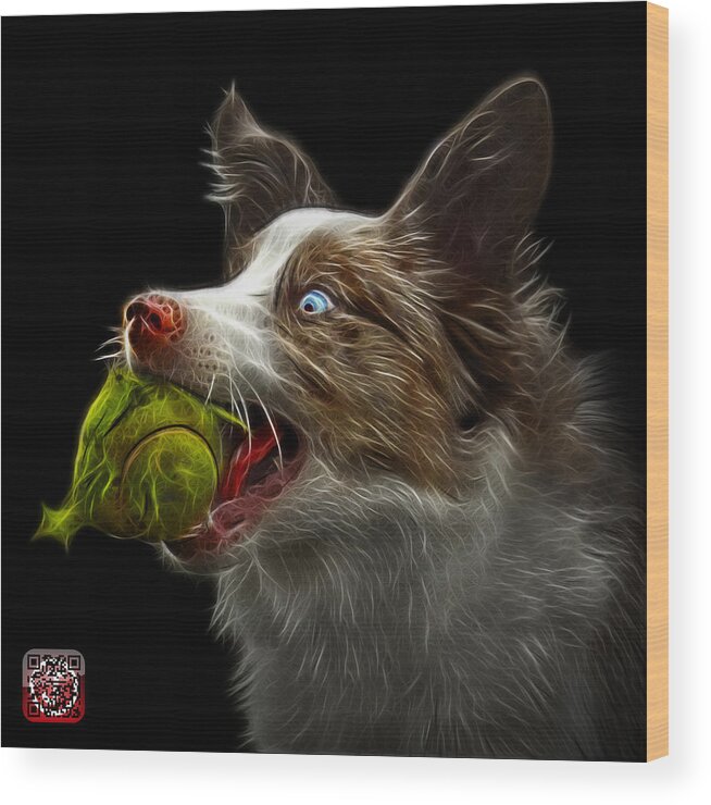 Border Collie Wood Print featuring the painting Border Collie - Elska - 9847 - BB by James Ahn
