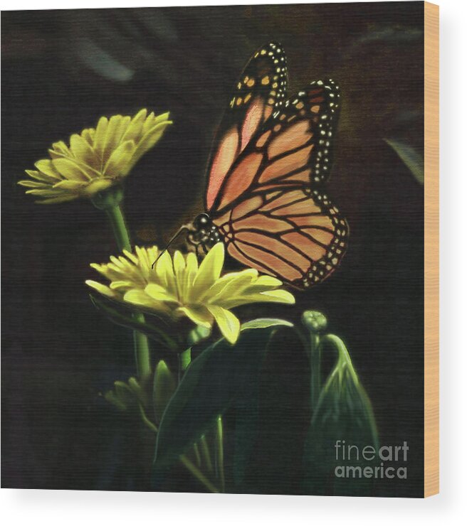 Butterfly Wood Print featuring the painting Born again by Larry Cole