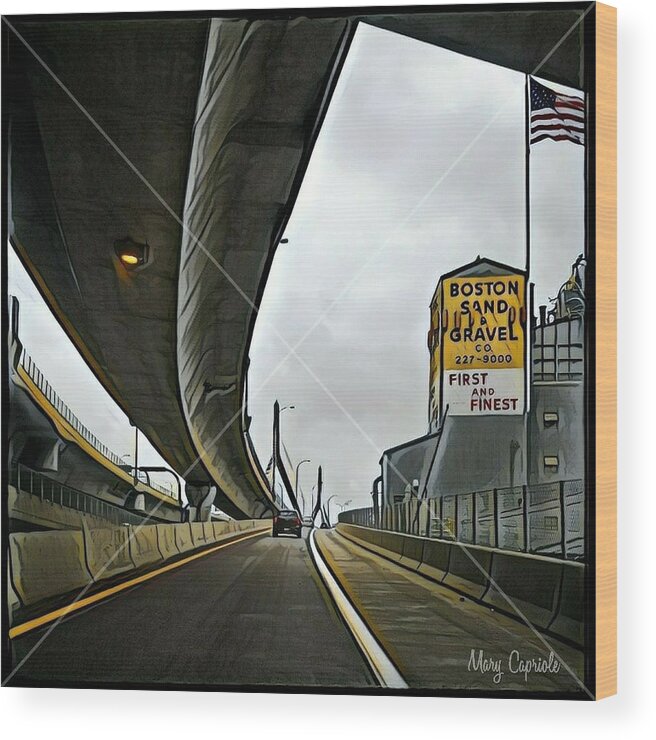 Boston Wood Print featuring the photograph Boston Sand and Gravel by Mary Capriole