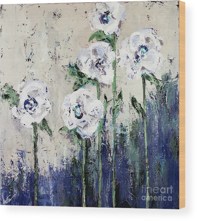 Floral Wood Print featuring the painting Bottom of the Sea by Kirsten Koza Reed