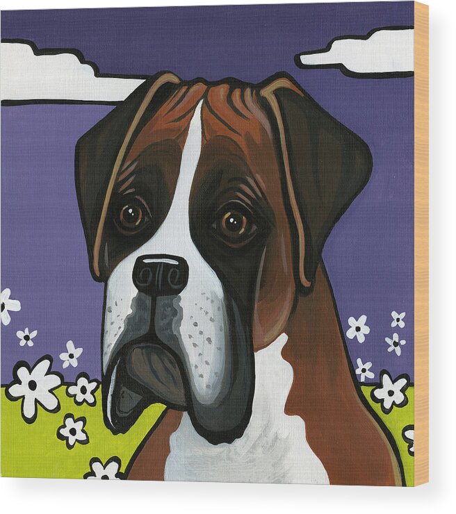 Boxer Wood Print featuring the painting Boxer by Leanne Wilkes