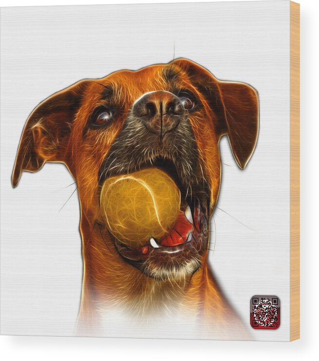 Dog Wood Print featuring the digital art Boxer Mix Dog Art - 8173 - WB by James Ahn