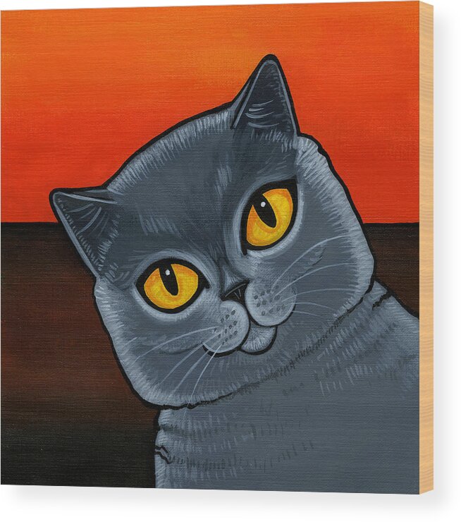 British Shorthair Cat Wood Print featuring the painting British Shorthair by Leanne Wilkes