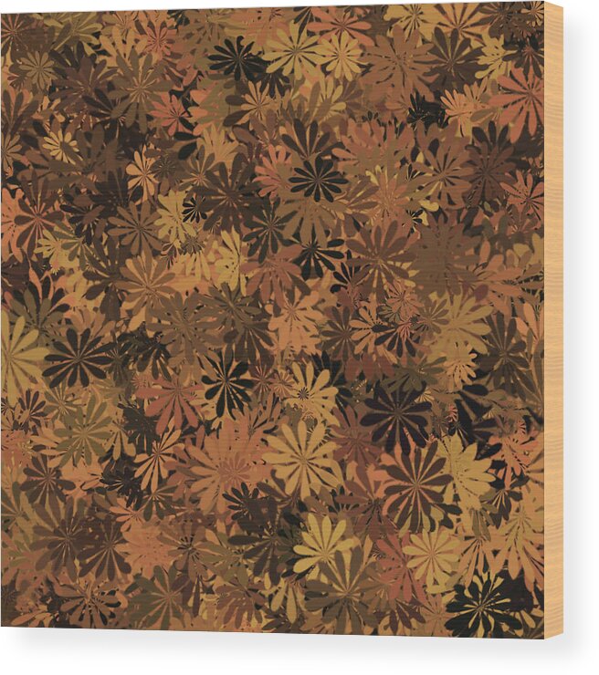 Flower Wood Print featuring the digital art Brown Floral Pattern by Aimee L Maher ALM GALLERY