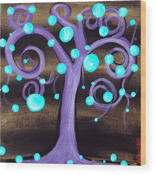 Abril Andrade Wood Print featuring the painting Bubblegum Tree by Abril Andrade