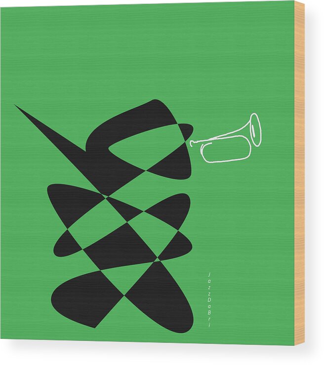 Jazzdabri Wood Print featuring the digital art Bugle in Green by David Bridburg