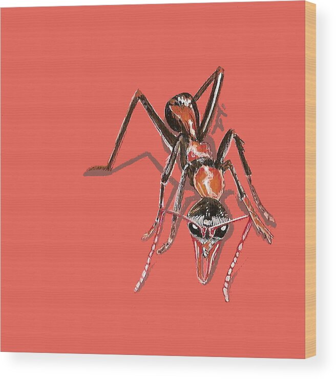 Bugs Wood Print featuring the painting Bull Ant by Jude Labuszewski