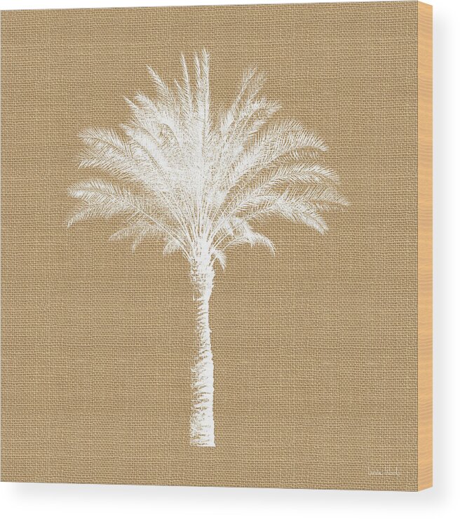 Palm Tree Wood Print featuring the mixed media Burlap Palm Tree- Art by Linda Woods by Linda Woods
