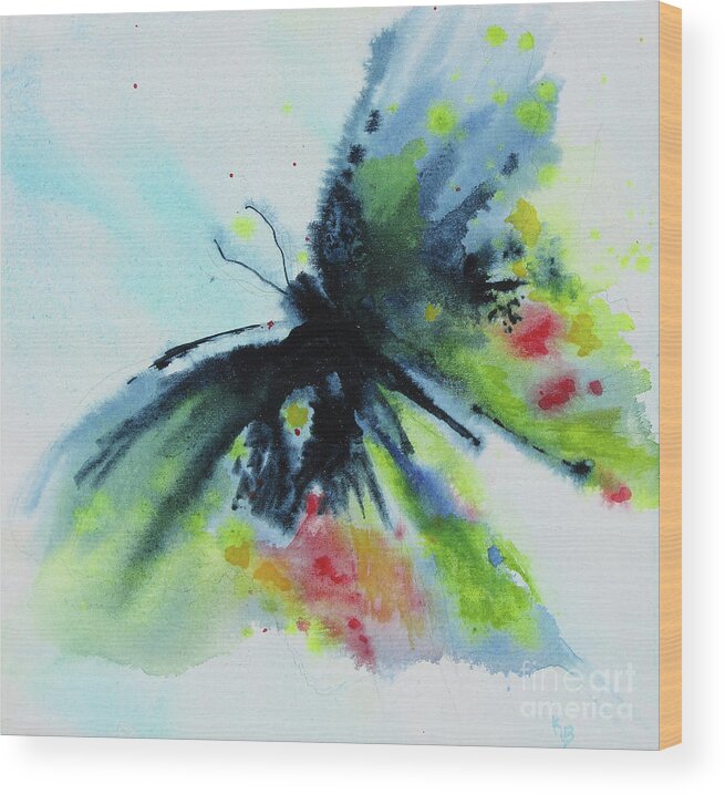 Butterfly Wood Print featuring the painting Butterfly 1 by Karen Fleschler