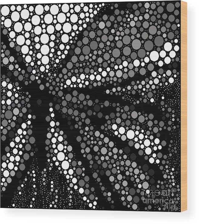 Butterfly Wood Print featuring the painting Butterfly Black and White Abstract by Saundra Myles