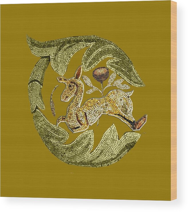 Animals Wood Print featuring the mixed media Byzantine Antelope by Asok Mukhopadhyay