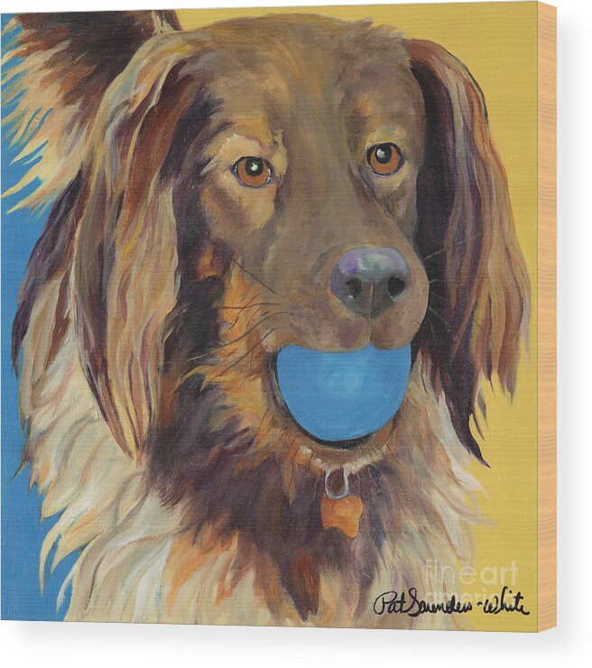 Dog Art Wood Print featuring the painting Caleigh by Pat Saunders-White