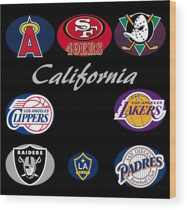 California Wood Print featuring the digital art California Professional Sport Teams Collage by Movie Poster Prints