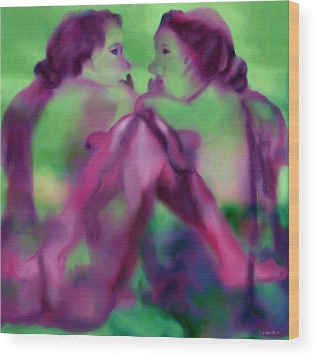 Women Wood Print featuring the painting Can we be but lovers by Shelley Bain
