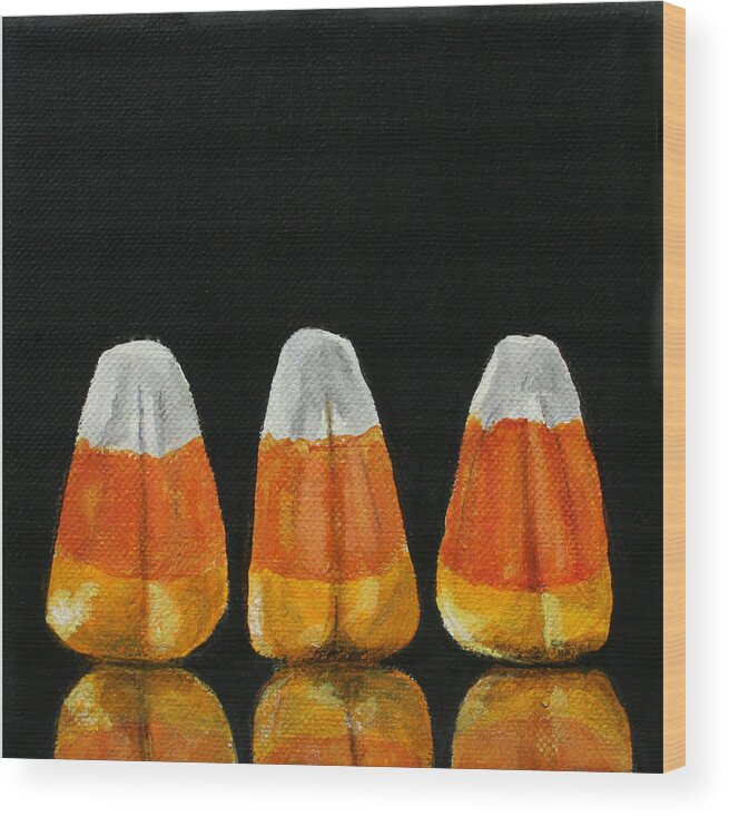Halloween Candy Wood Print featuring the painting Candy Corn by Donna Tucker
