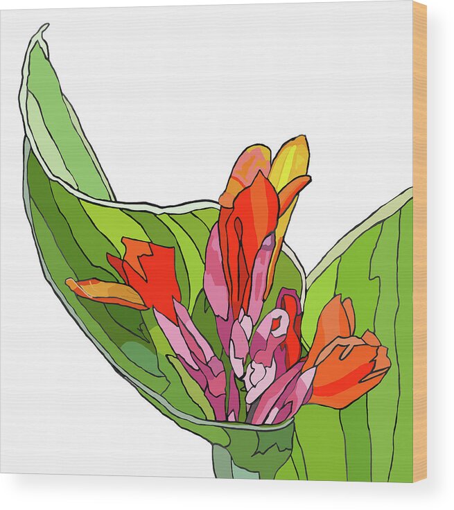 Canna Wood Print featuring the painting Canna Bud by Jamie Downs