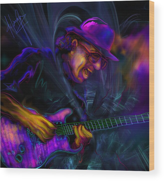 Carlos Santana Wood Print featuring the painting Carlos Santana by DC Langer