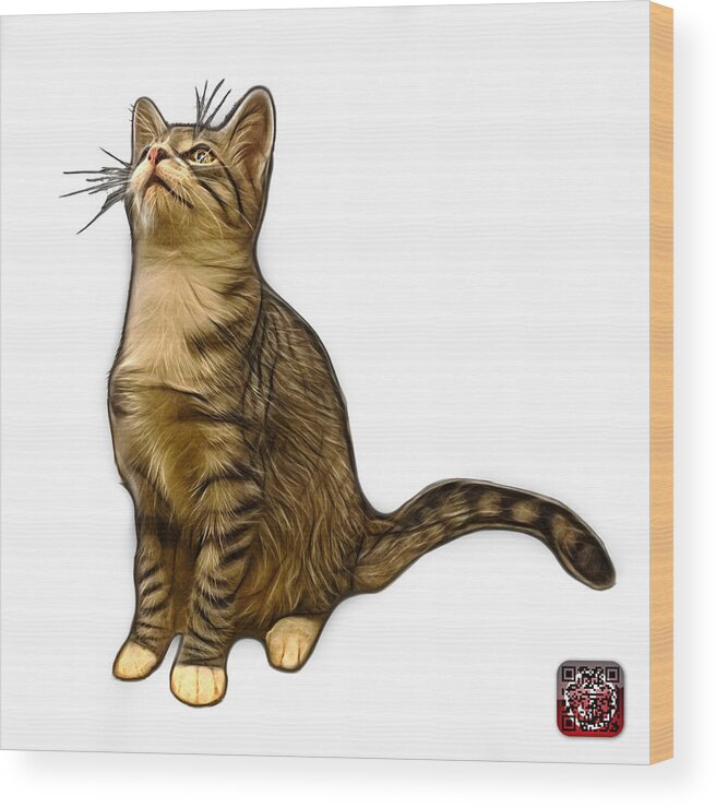 Cat Wood Print featuring the painting Cat Art - 3771 WB by James Ahn