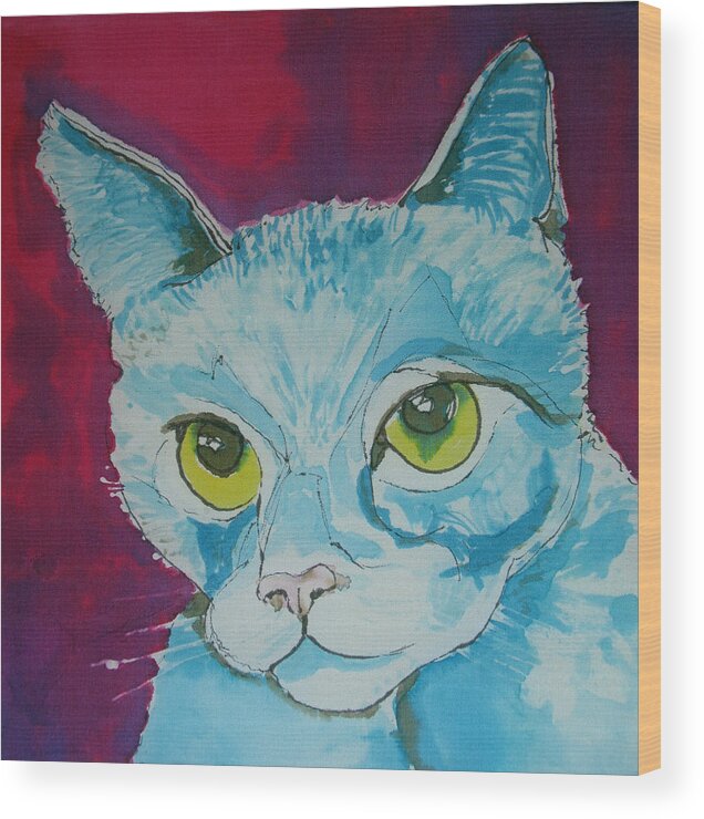 Cat Wood Print featuring the painting Cat Ba Lue by Kelly Smith