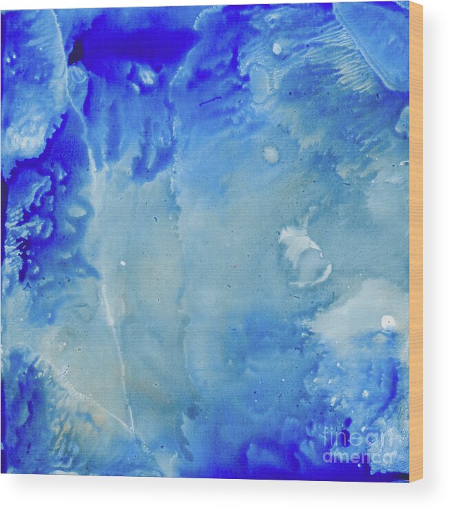 Ink Wood Print featuring the painting Celestial Blue by Daniela Easter