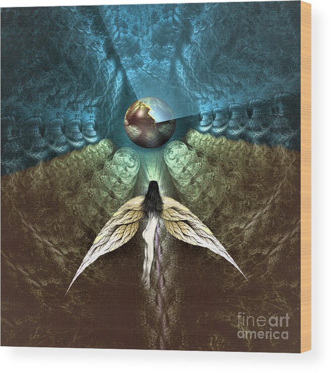 Vincent Autenrieb Wood Print featuring the digital art Celestial Cavern by Vincent Autenrieb