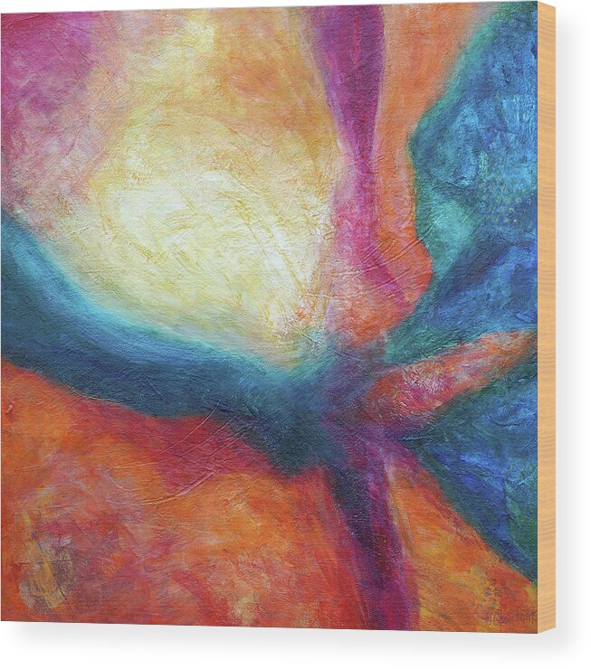 Abstract Wood Print featuring the mixed media Celestial Passage by Christine Chin-Fook