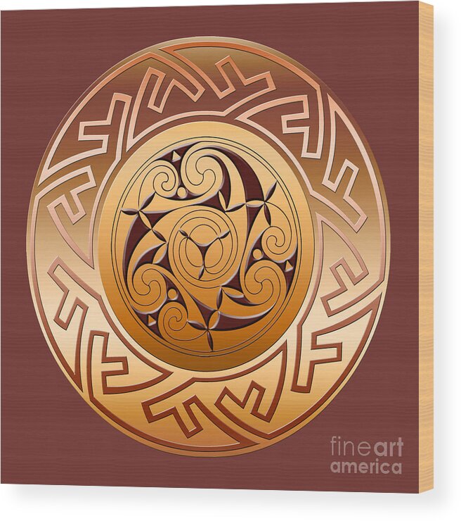 Celtic Wood Print featuring the digital art Celtic Spiral and Key Pattern by Melissa A Benson